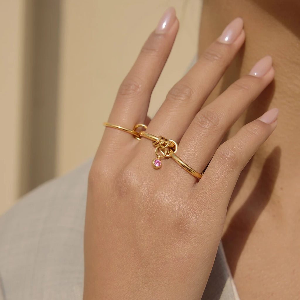 Mixed Crystal Ring Stack — Stainless Steel · PS228