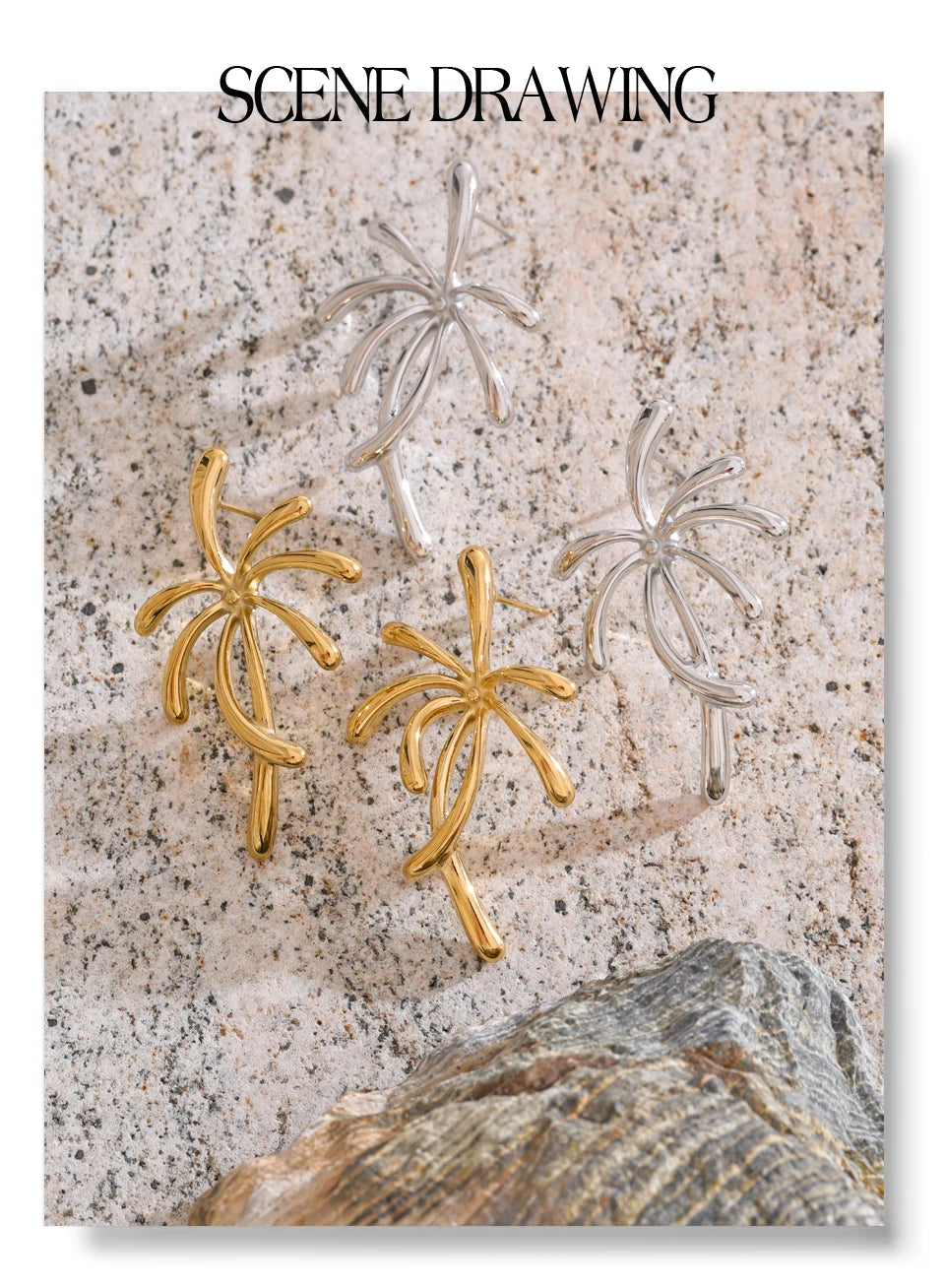 Geometric earrings in gold-plated stainless steel.