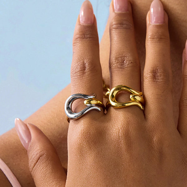 Smooth Irregular Open Ring — Stainless Steel · PS343