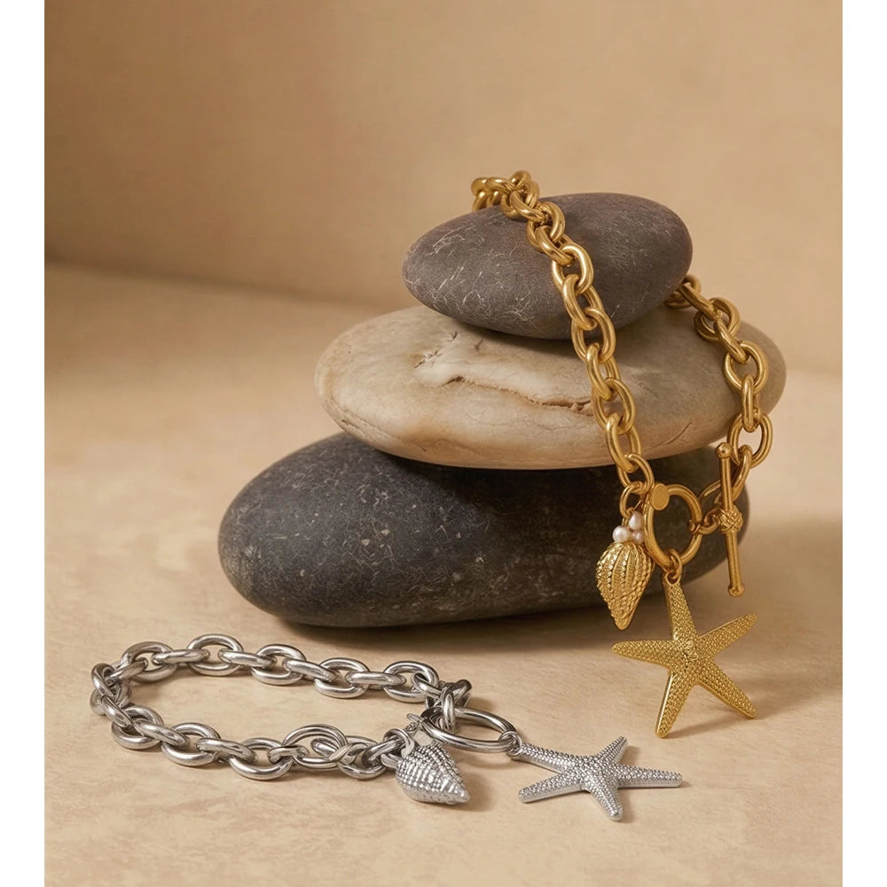 Star Geometric Bracelet — Gold-Plated Stainless Steel · PS1141