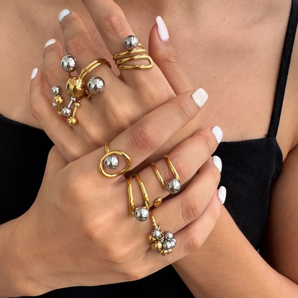 Mixed Statement Ring Stack — Stainless Steel · PS246