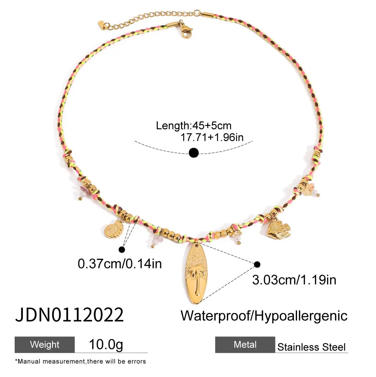 Conch Stone Rope Pendant — Stainless Steel · PS296