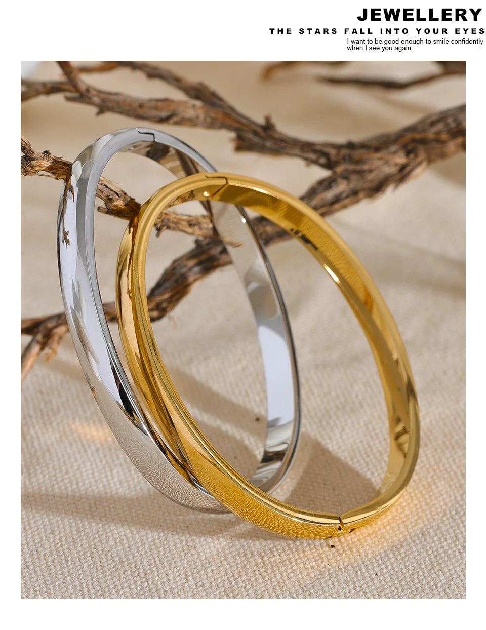 Geometric bracelet in gold-plated stainless steel.