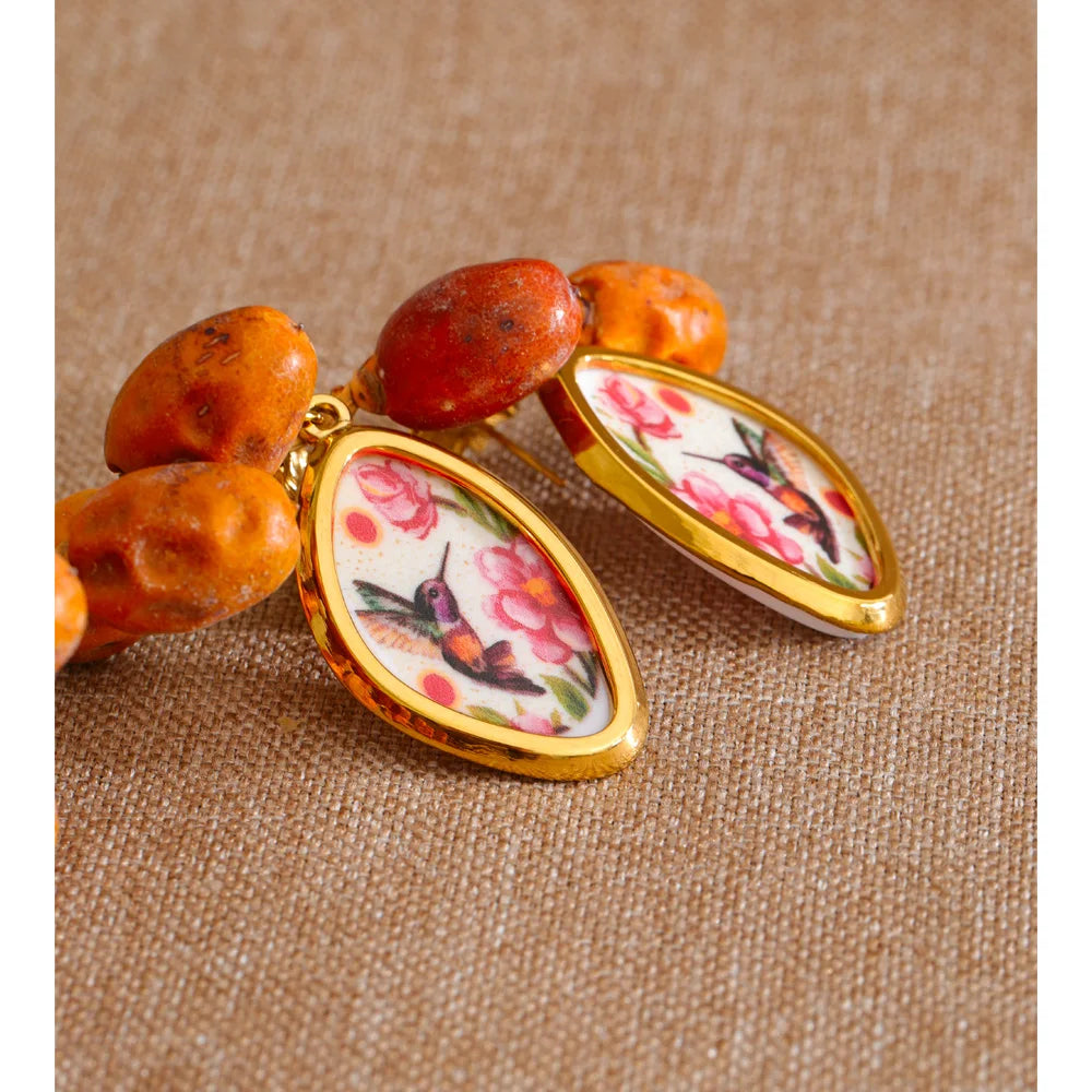 Acrylic Flower Earrings — Gold-Plated Stainless Steel with Acrylic · PS1137