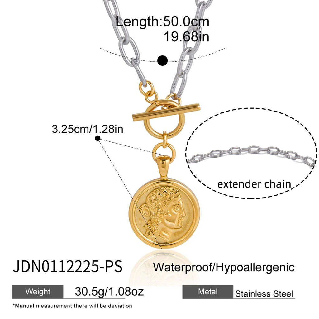 Coin Pendant Necklace — 18K Gold Plated · PA048