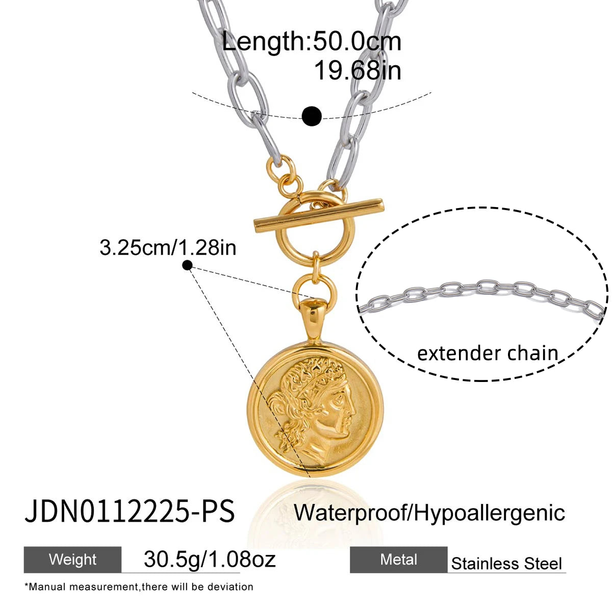 Coin Pendant Necklace — 18K Gold Plated · PA048