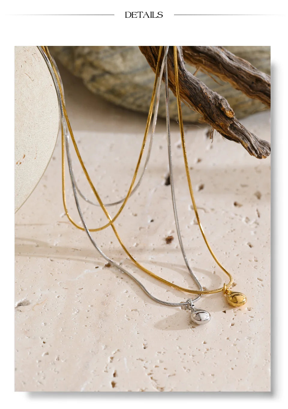 Geometric chain necklace in gold-plated stainless steel.