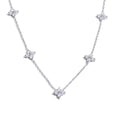 Cubic zirconia flower chain necklace in gold-plated stainless steel with cubic zirconia.