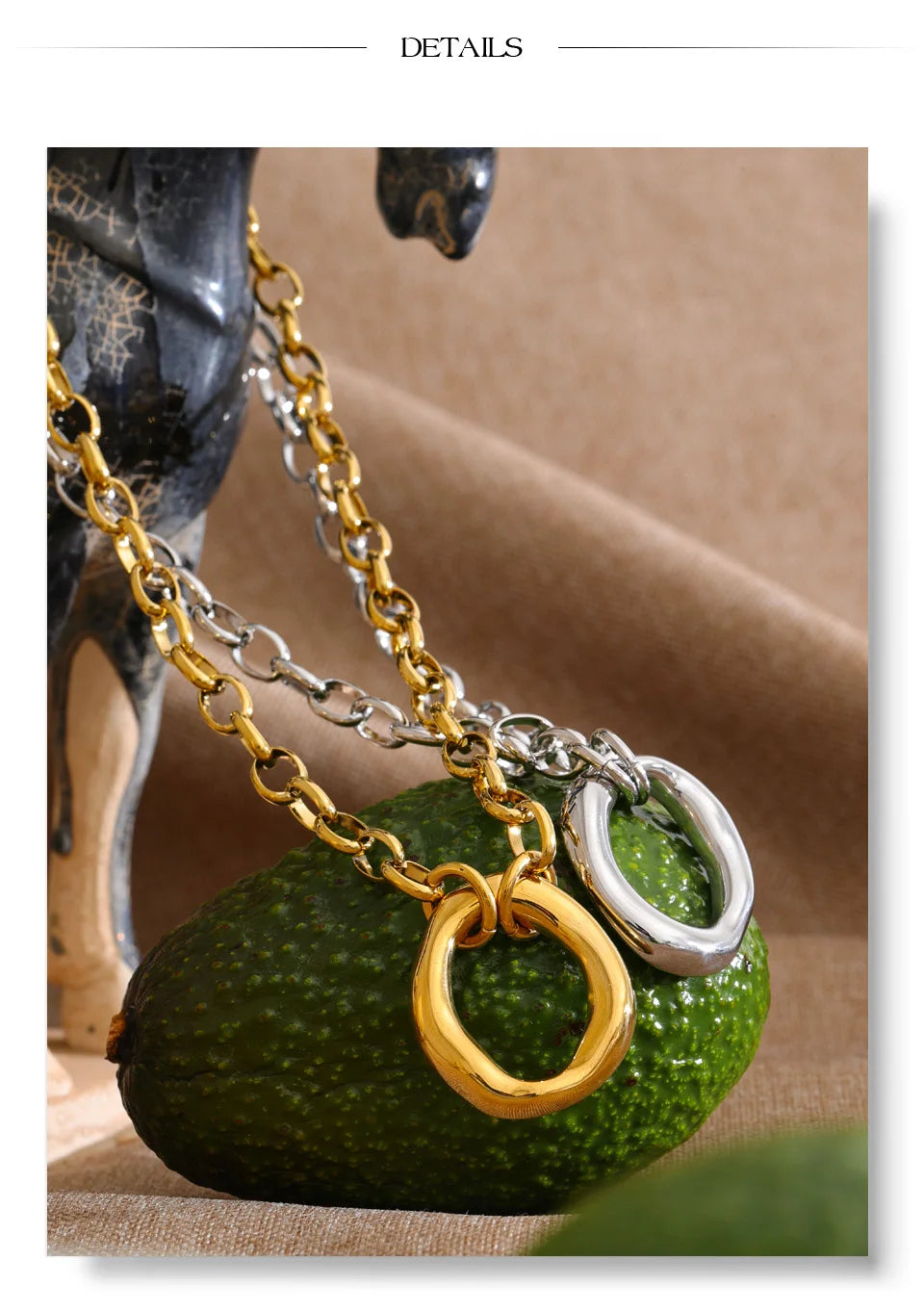 Coin geometric necklace in gold-plated stainless steel.