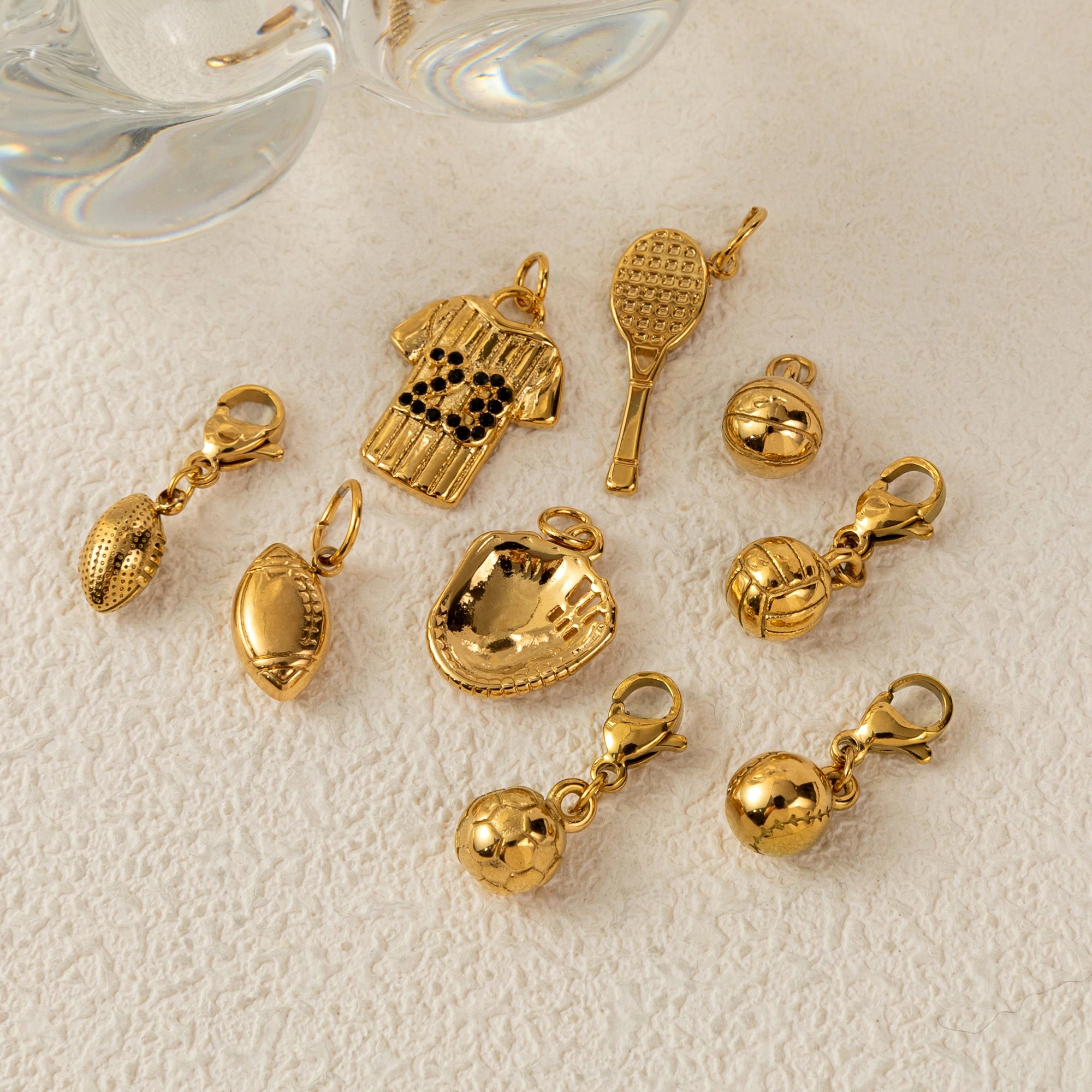 【DIY Pendant】Gold Plated Stainless Steel Sports Charm Pendant - PS024