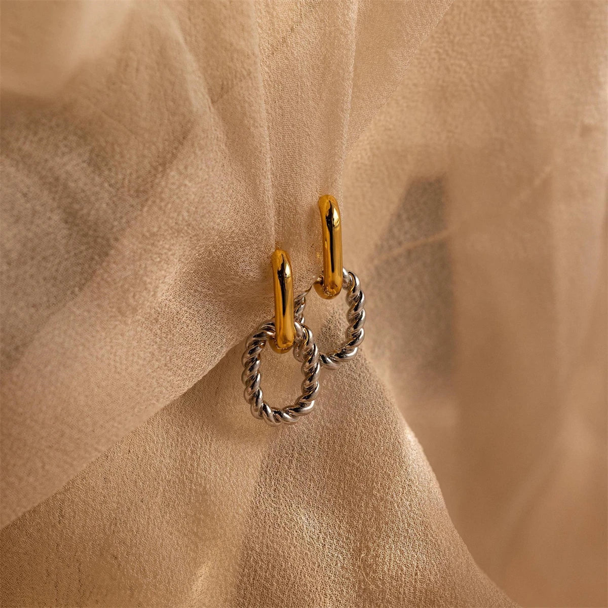 Oval shaped earrings, simple retro cross-border color preservation earrings, gold-plated color preservation earrings