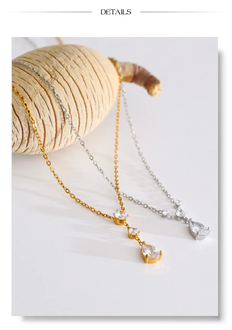 Cubic zirconia geometric necklace in gold-plated stainless steel with cubic zirconia.