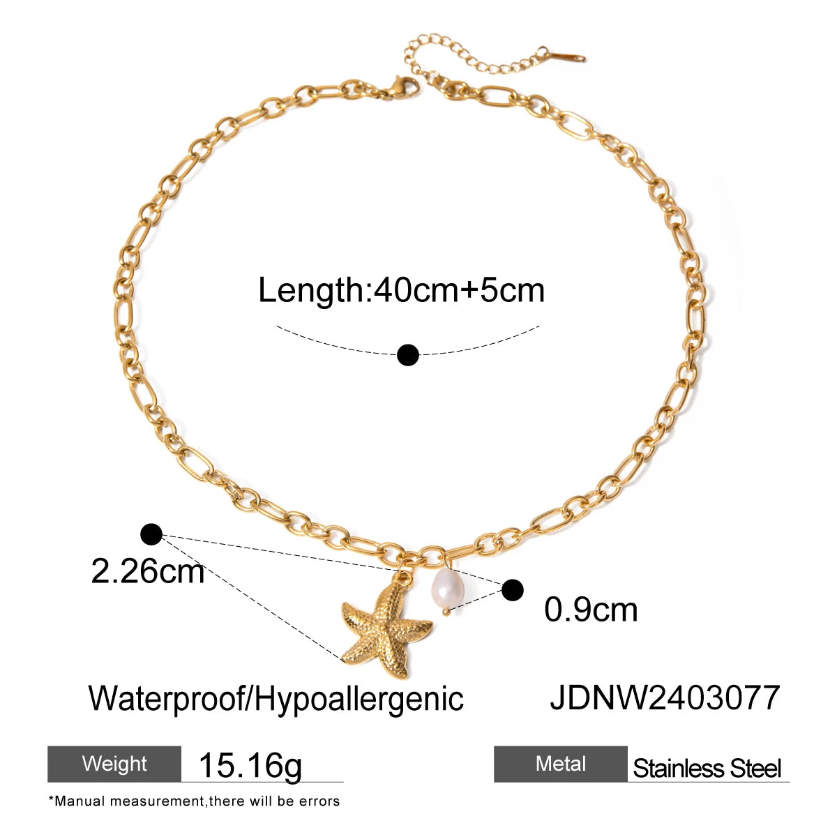 Shell Starfish Layered Necklace — Stainless Steel · PS161