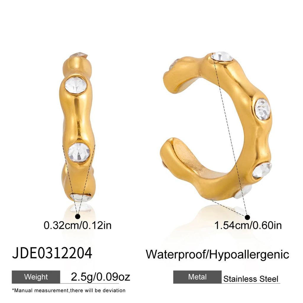 Wavy CZ Stud Earrings — Stainless Steel · PS377