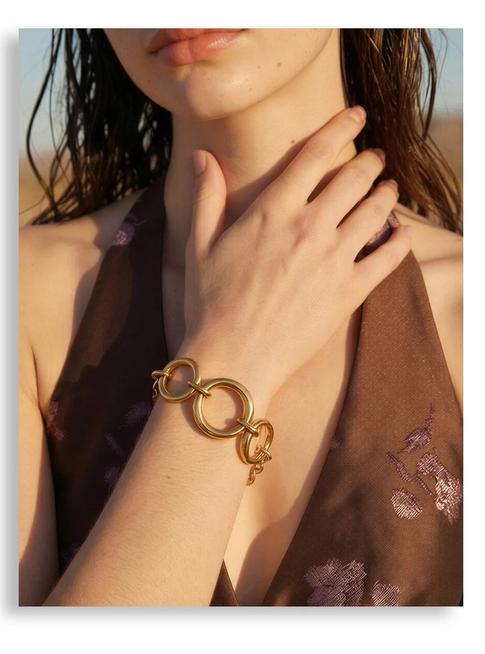 Geometric Chain Bracelet — Gold-Plated Stainless Steel · PS1183
