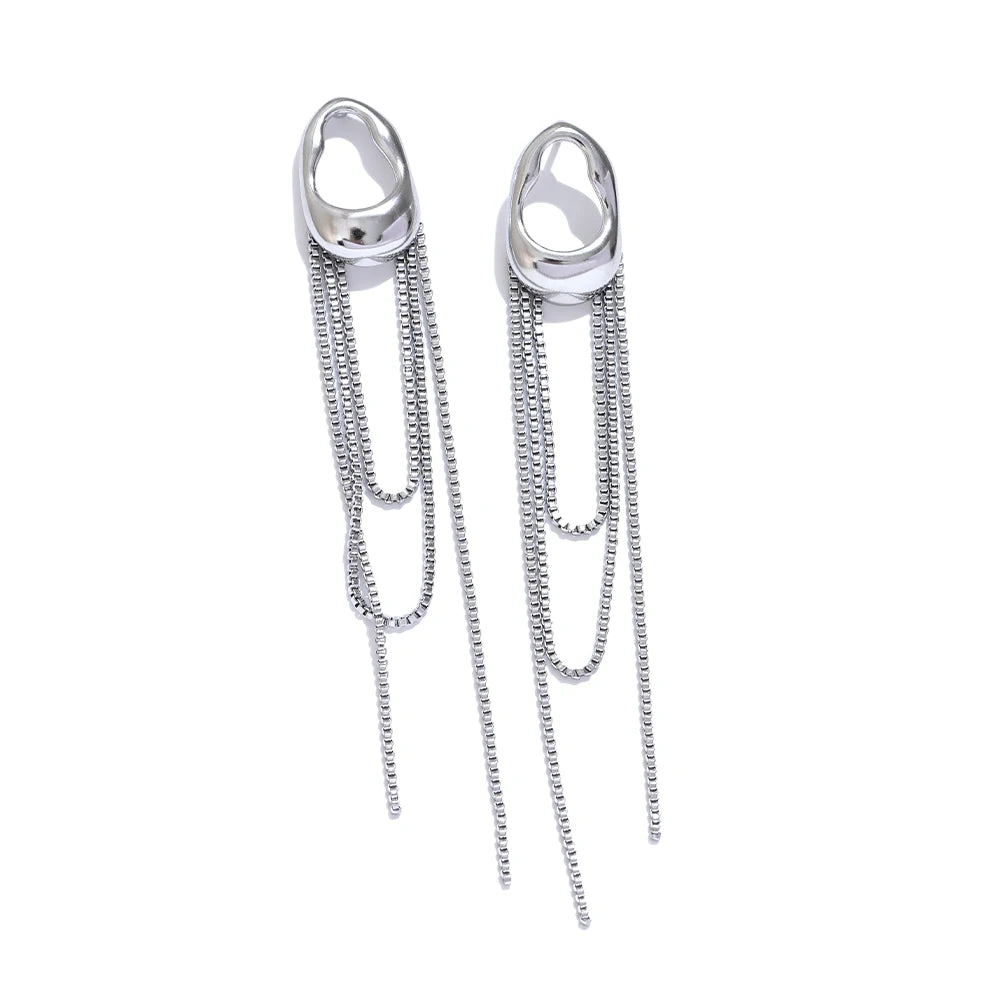 Geometric chain earrings in gold-plated 316L stainless steel.