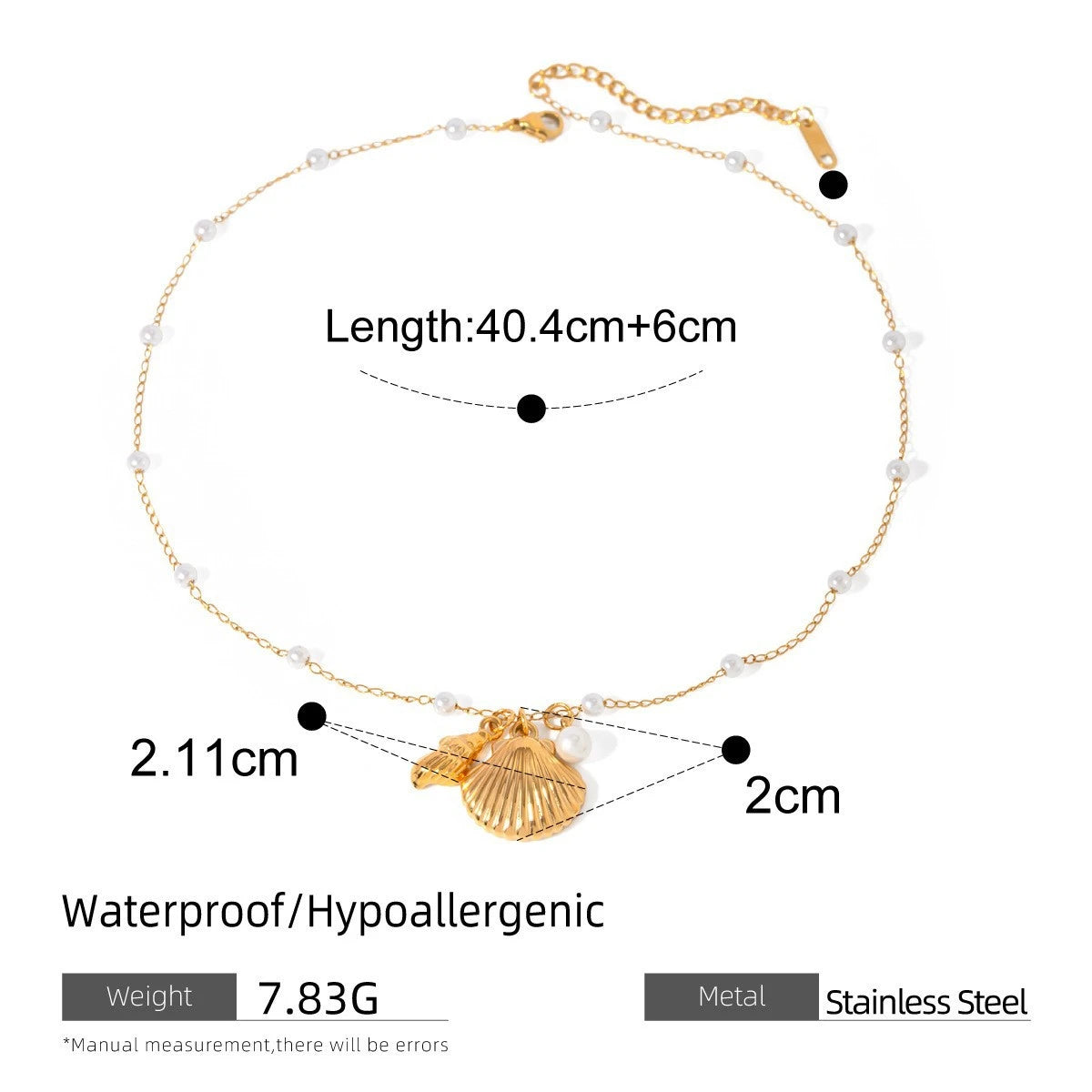 New French Ocean Series Pearl Accessories Fashion Versatile Starfish Shell Necklace Titanium Steel Color Preservation