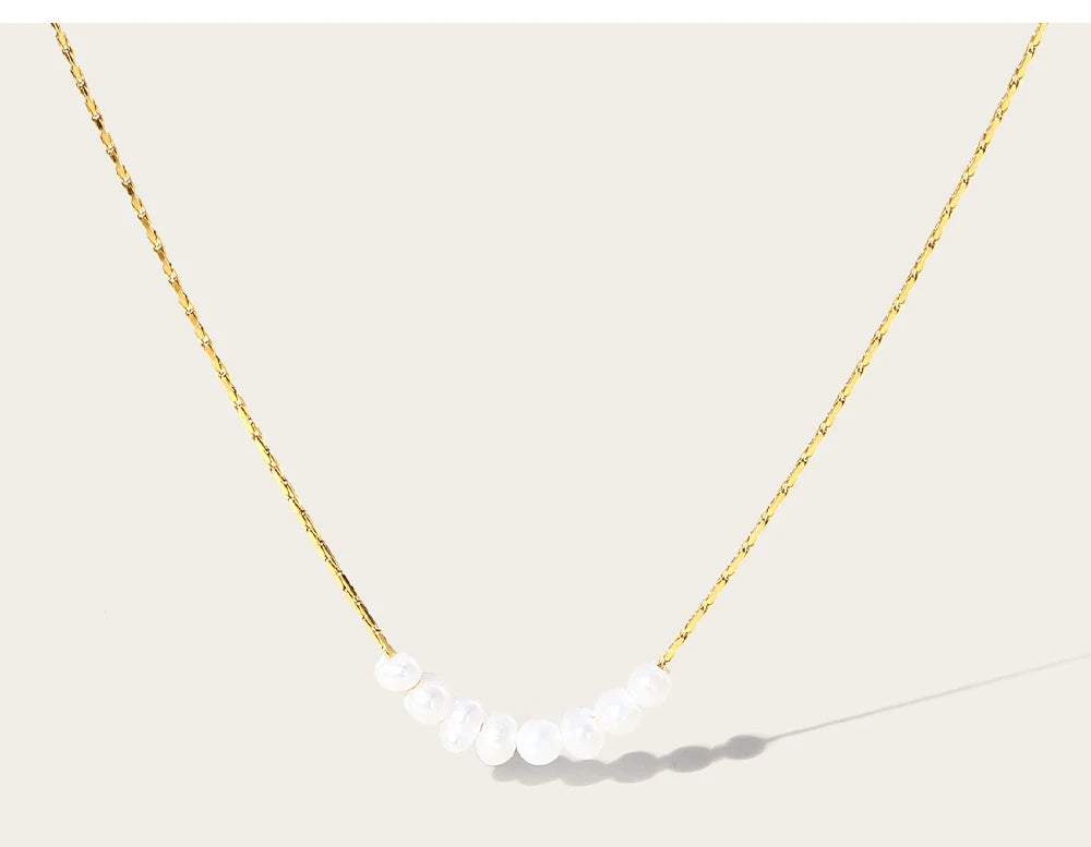 Chain Natural Pearl Pendant Chain Necklace — 316L Stainless Steel · PS470