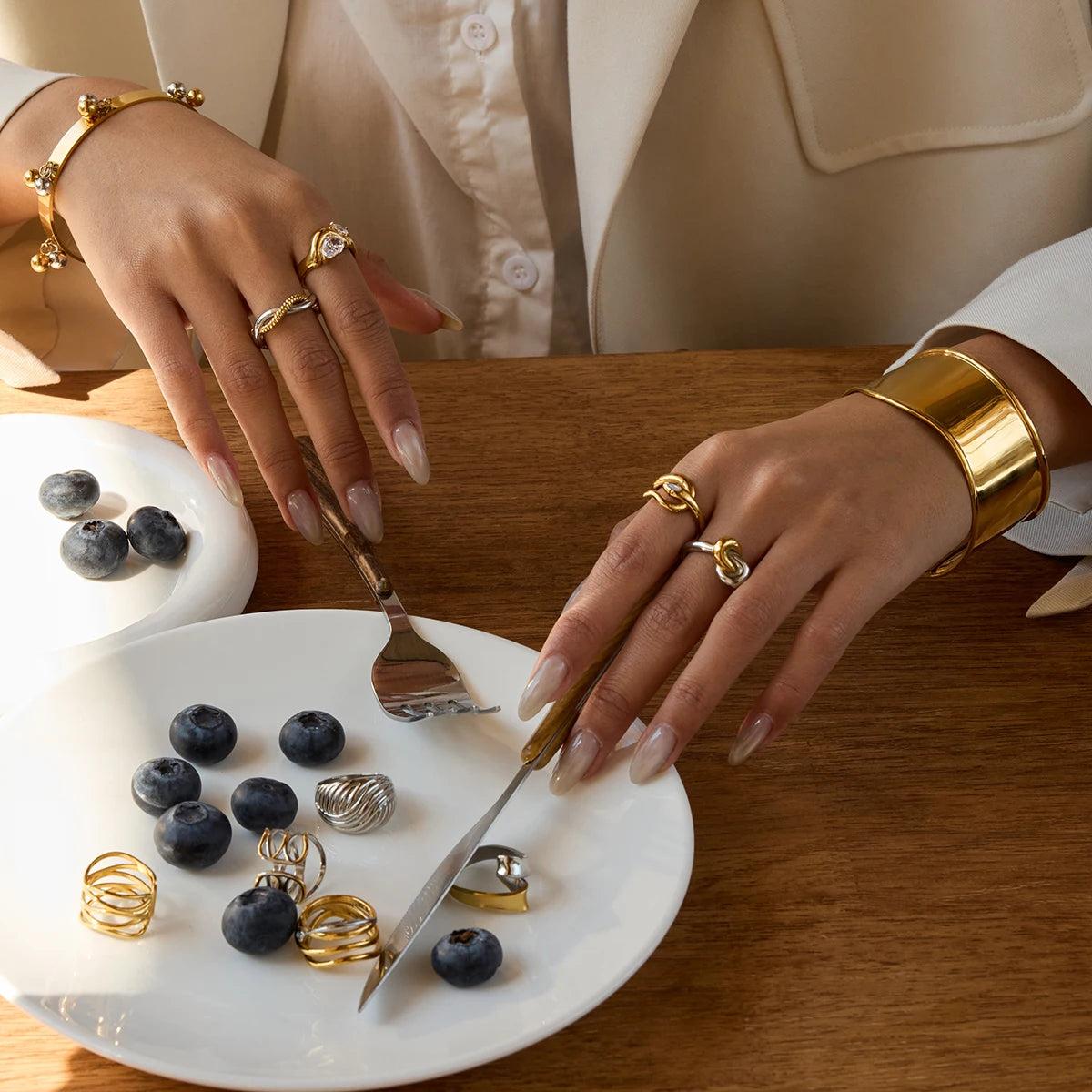 Crystal Open Ring — Stainless Steel · PS225
