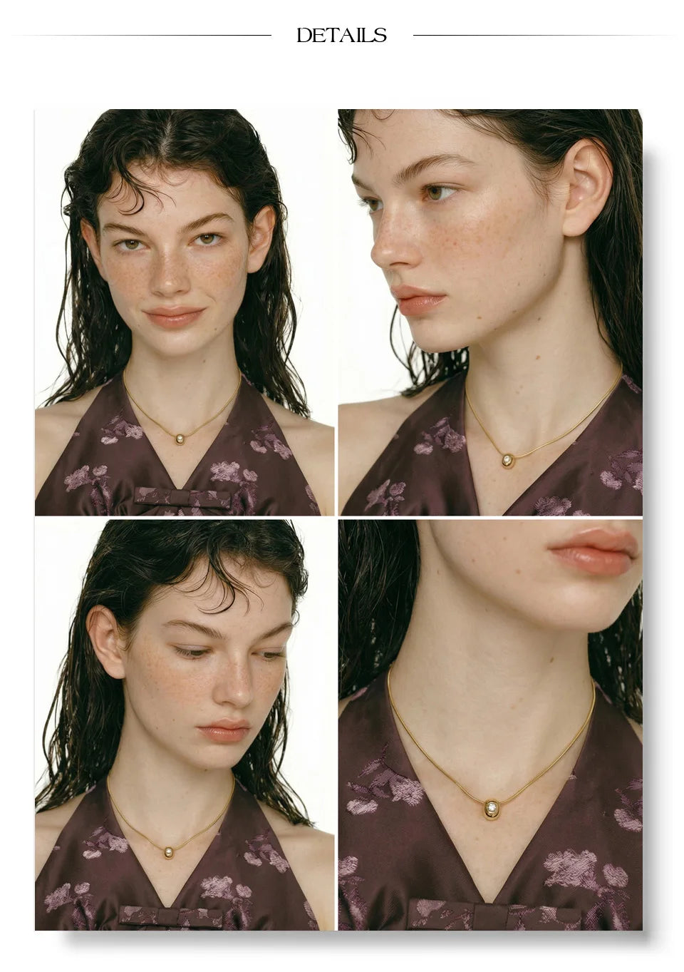 Cubic zirconia geometric necklace in gold-plated stainless steel with cubic zirconia.