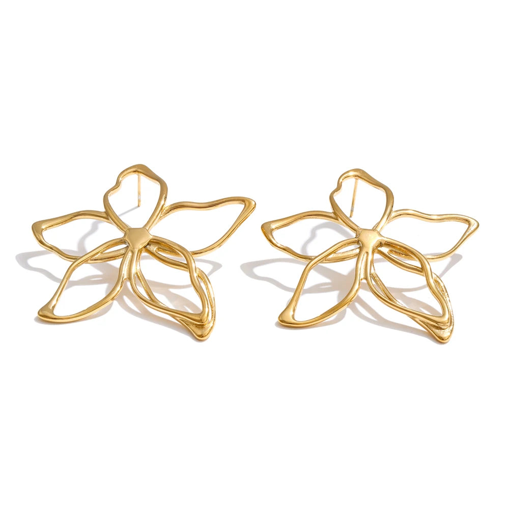 Flower Earrings — Gold-Plated Stainless Steel · PS1533