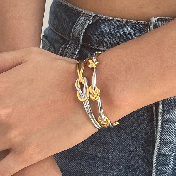 Two-Tone Knot Bracelet — Stainless Steel · PS366