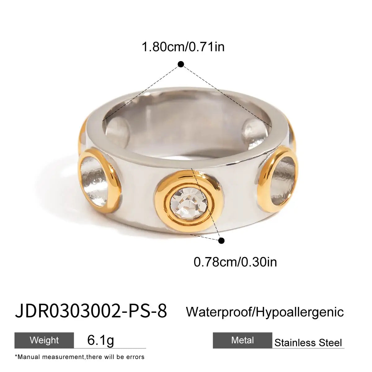 Two-Tone Hollow Irregular Ring — Stainless Steel
