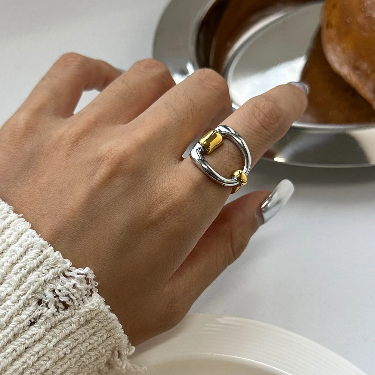 Two-Tone Heart Ring — Stainless Steel · PS272