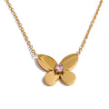 Cubic zirconia butterfly necklace in gold-plated stainless steel with cubic zirconia.