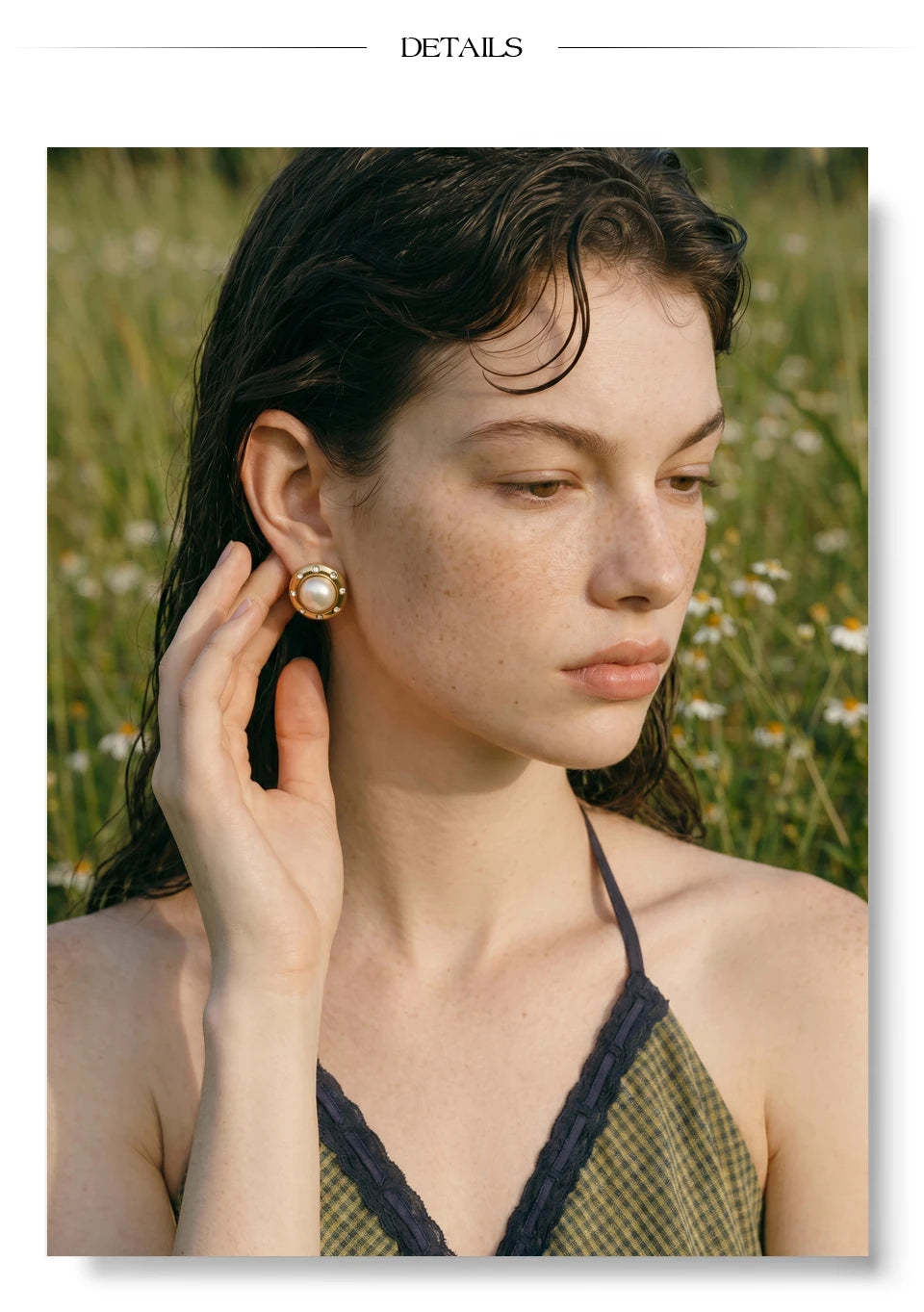 Cubic Zirconia Pearl Geometric Earrings — Gold-Plated Stainless Steel with Pearl and Cubic Zirconia · PS1536