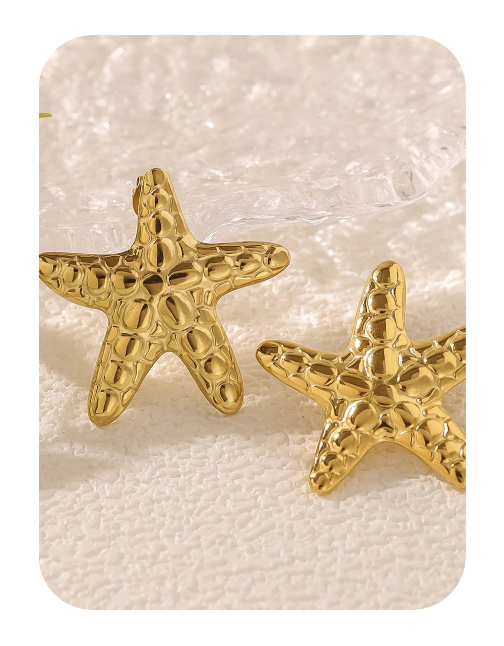 Drop Earrings Irregular Star Metal Starfish — 316L Stainless Steel · PS420