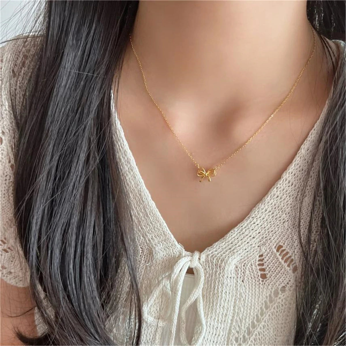 O-shaped sweet women's necklace copper plated gold