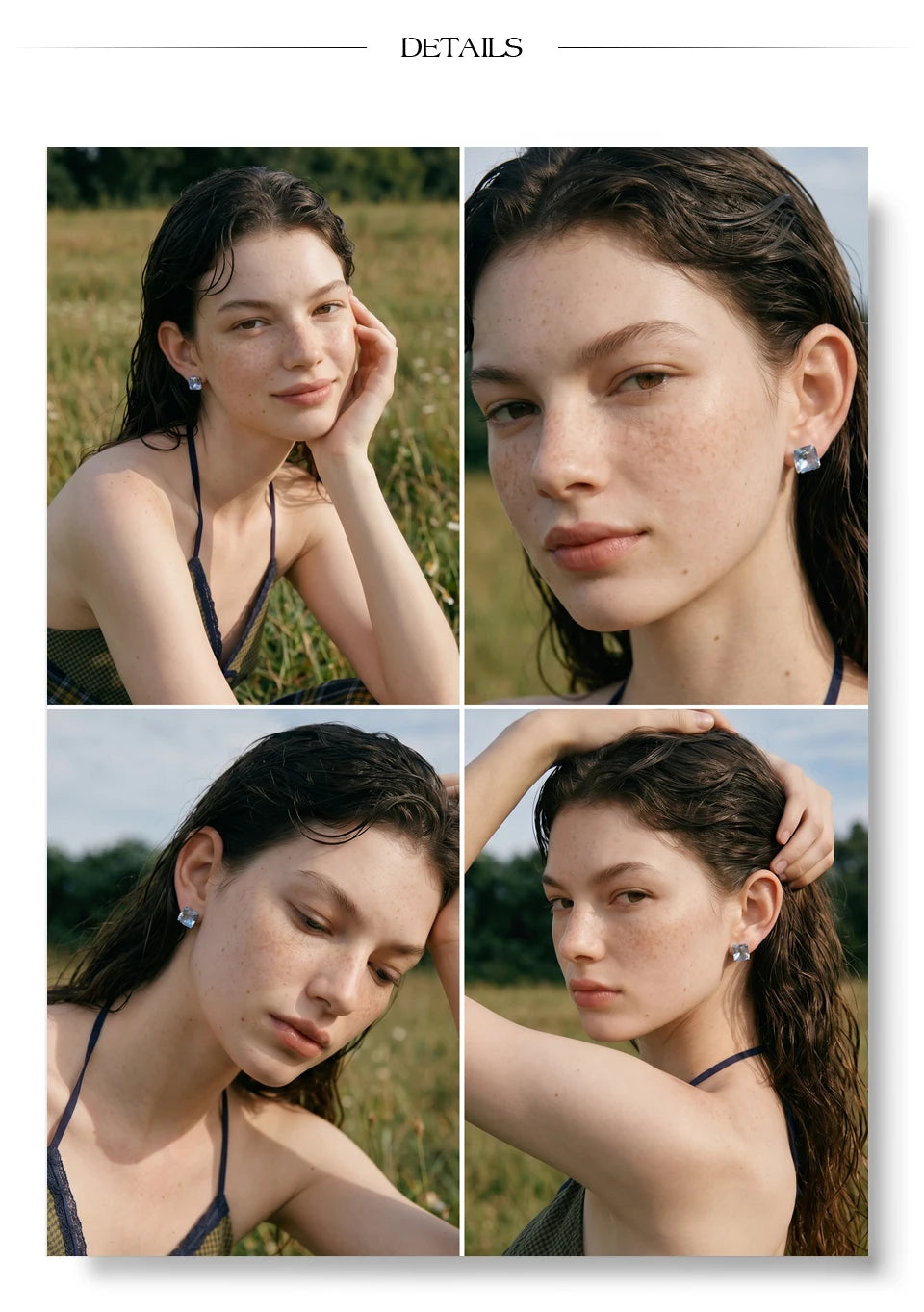 Crystal multi-color geometric earrings in gold-plated stainless steel with crystal.
