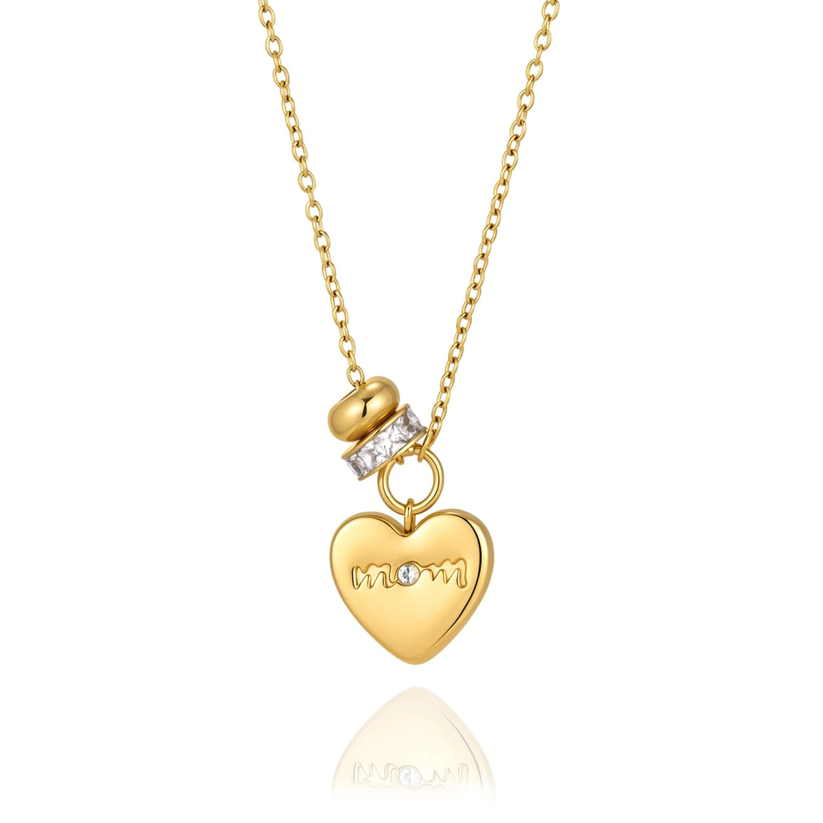 Mom Heart Pendant Necklace — Stainless Steel · PS328