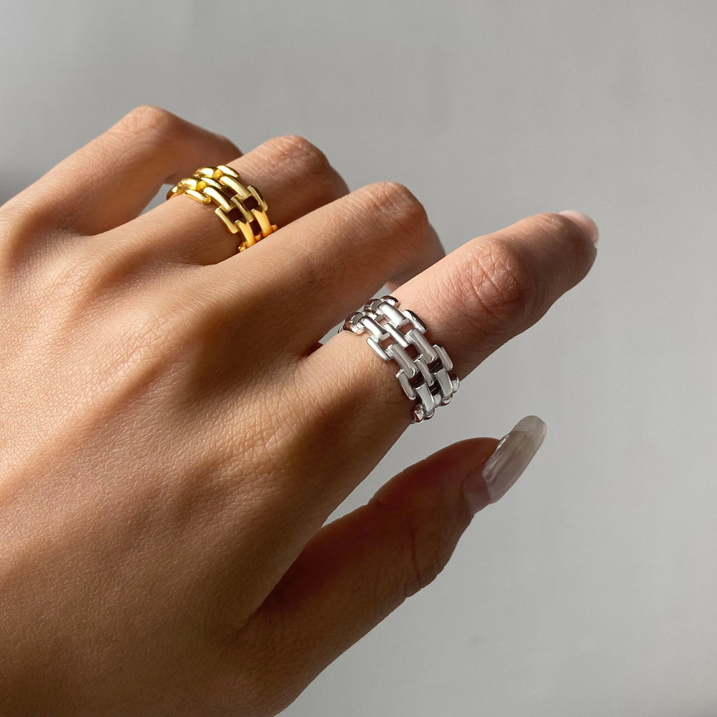 Oval Stone Ring Stack — Stainless Steel · PS267