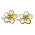 Enamel flower multi-color earrings in gold-plated stainless steel with enamel.