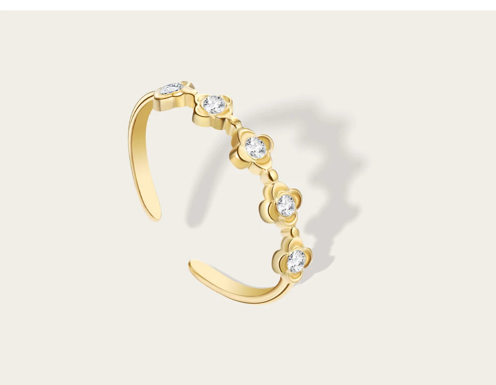Floral Zircon Ring — 316L Stainless Steel · PS432