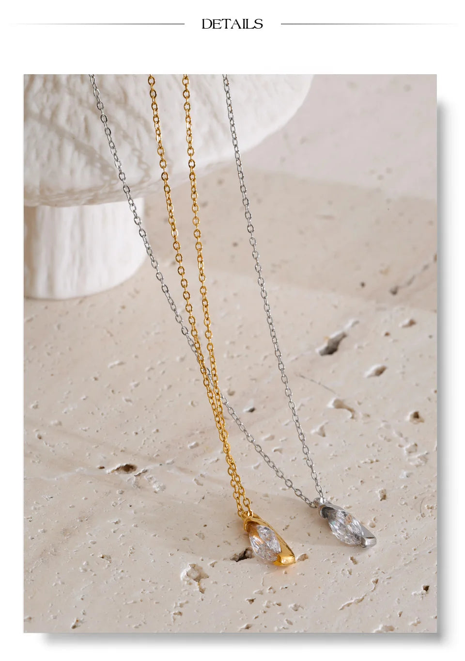 Cubic zirconia geometric necklace in gold-plated stainless steel with cubic zirconia.