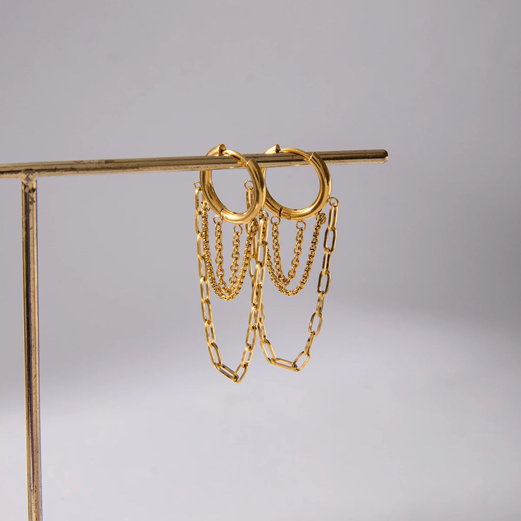 Chain Link Hoop Earrings — Stainless Steel · PS090