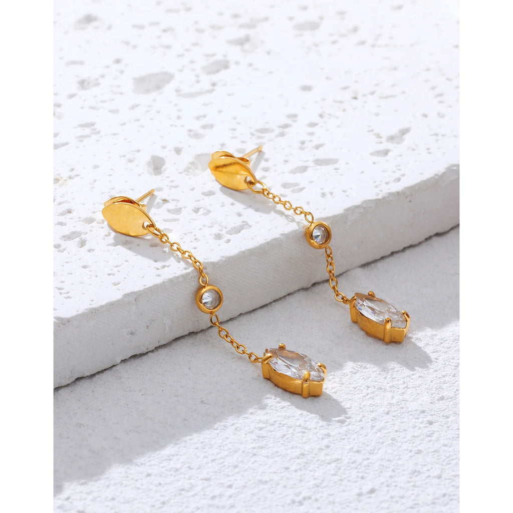 Drop Earrings Zircon Dangle — 316L Stainless Steel · PS451