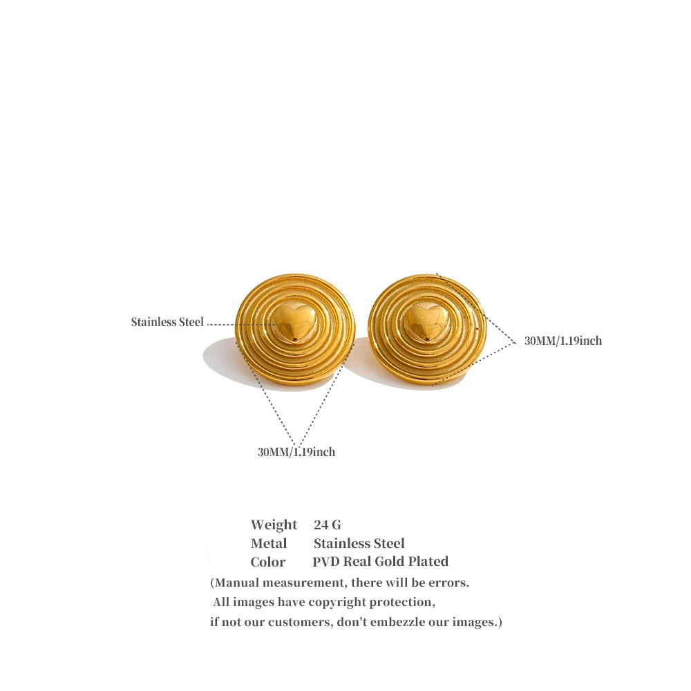 Heart geometric earrings in gold-plated stainless steel.