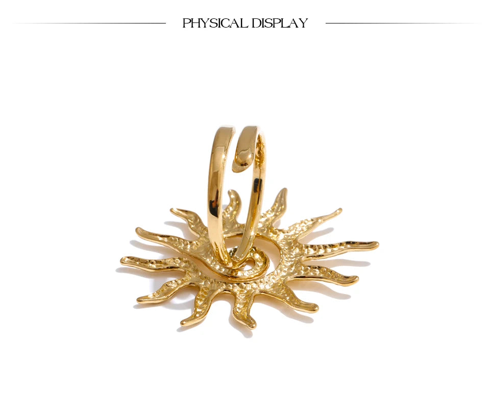Sun geometric ring in 18K gold-plated stainless steel.