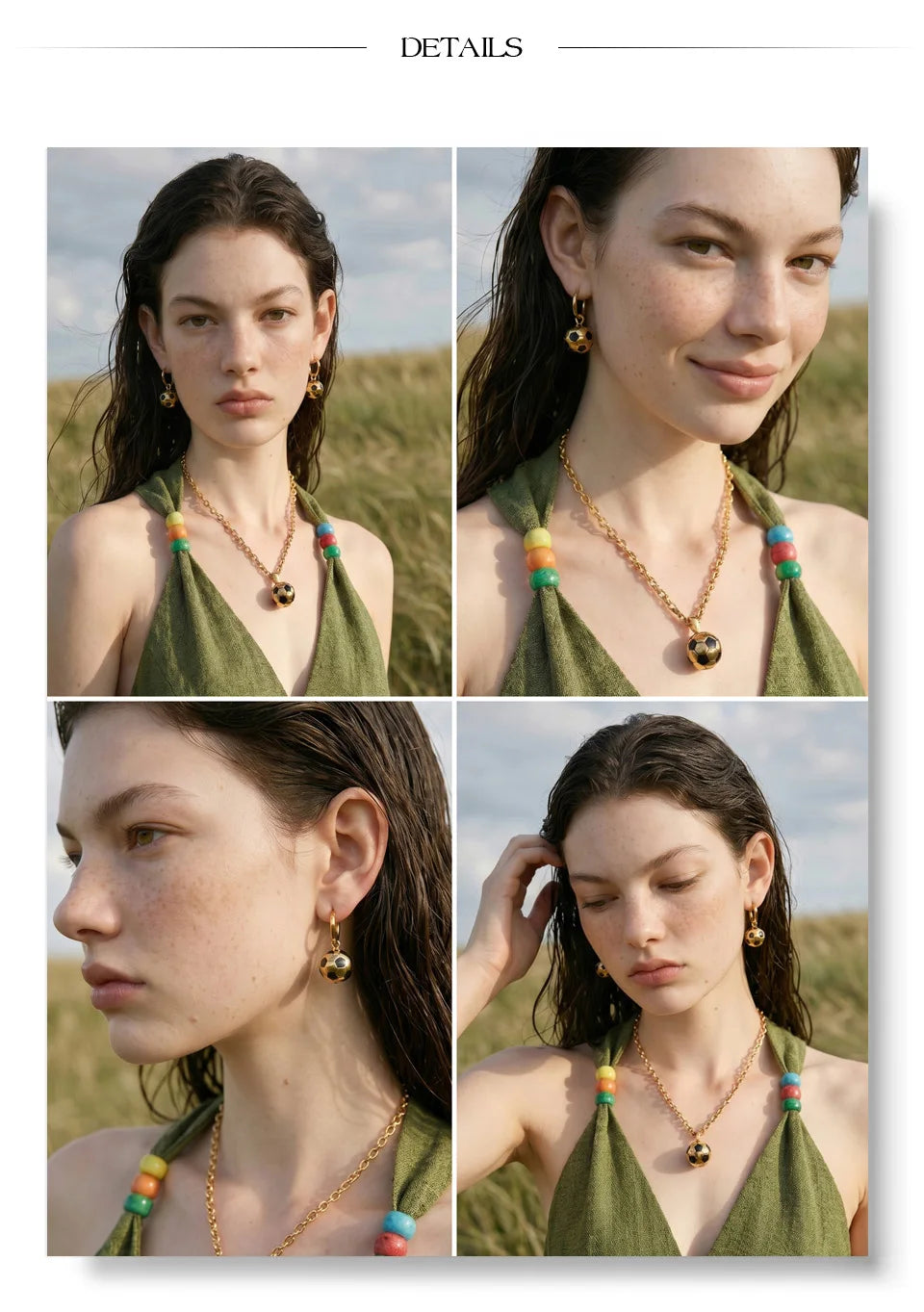 Enamel Geometric Earrings — Gold-Plated Stainless Steel with Enamel · PS1439