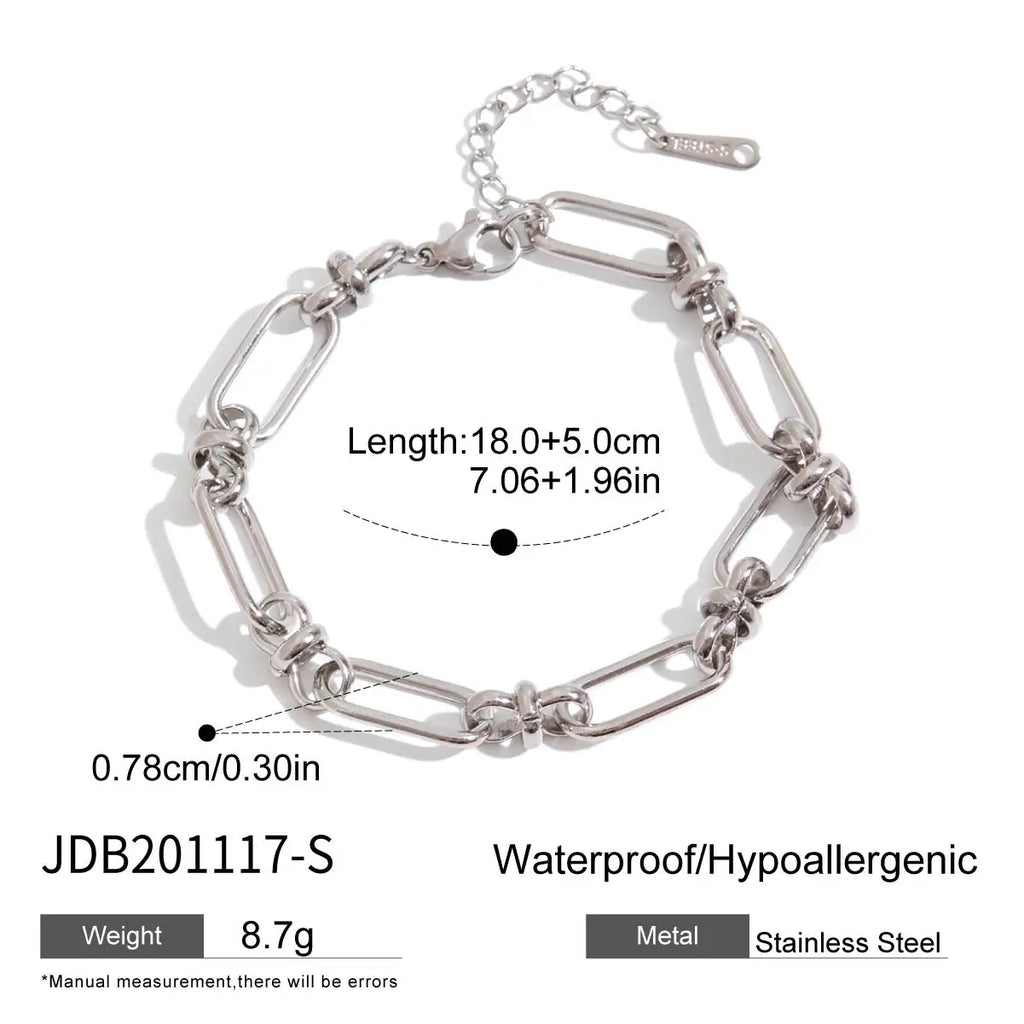 Two-Tone Paperclip Chain Bracelet Stack — Stainless Steel · PS040