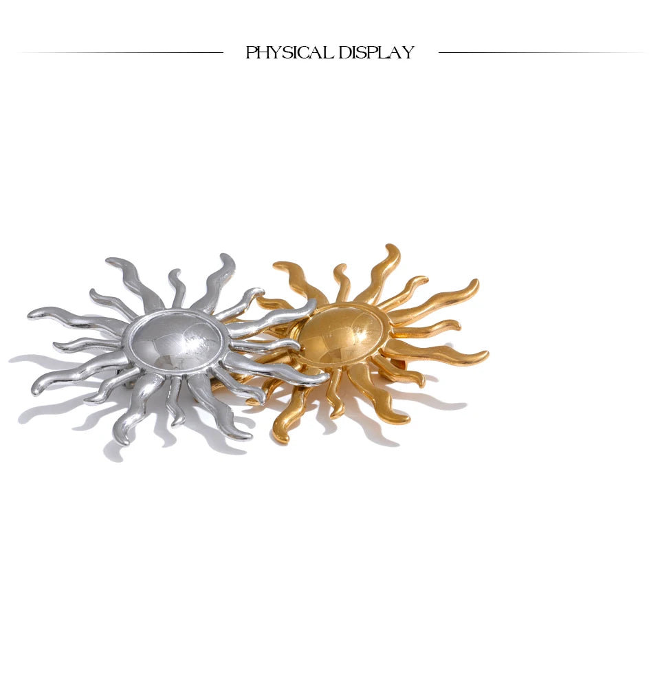 Sun Geometric Brooch — Gold-Plated Stainless Steel · PS1673
