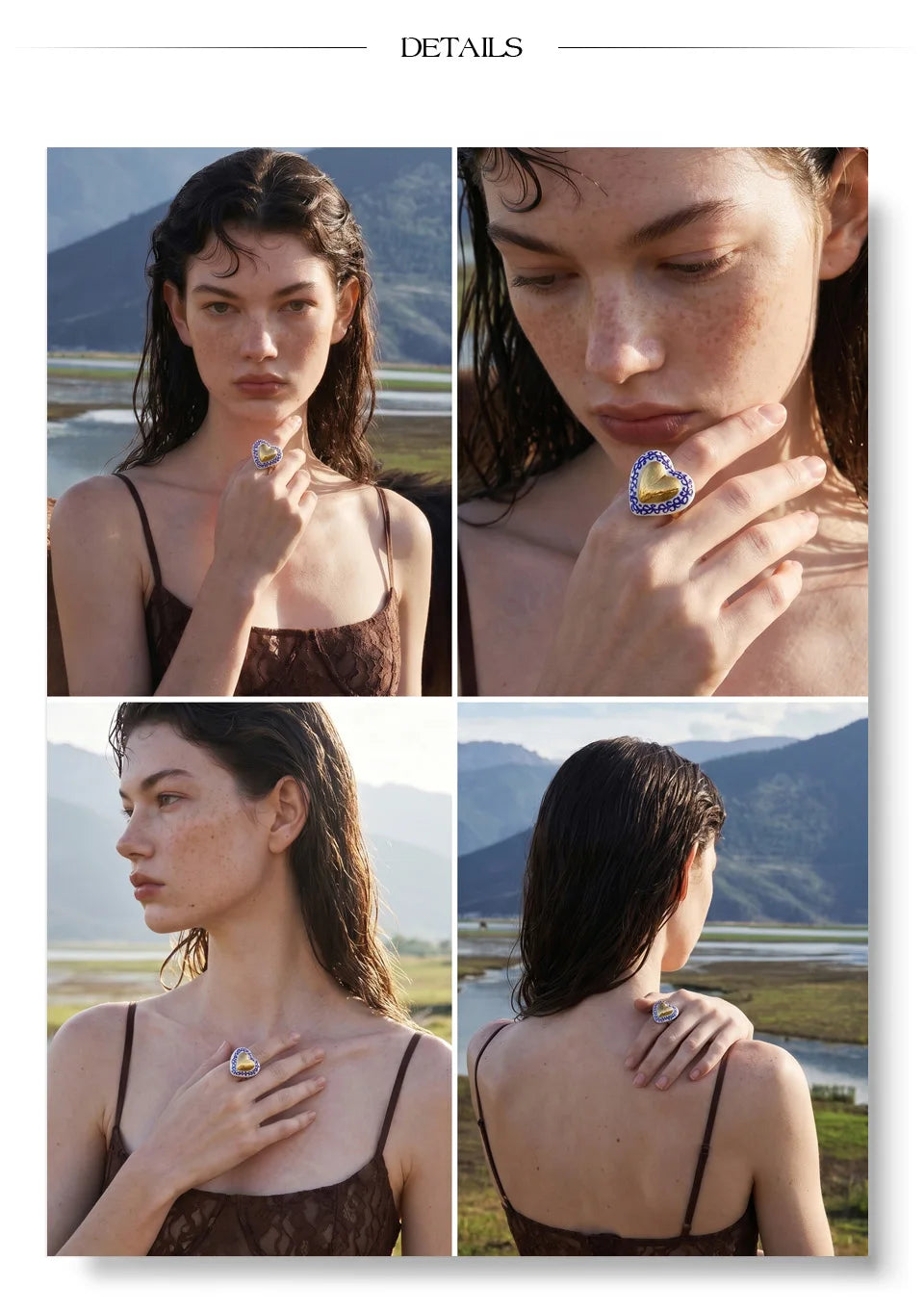 Heart ring in 18K gold-plated stainless steel.