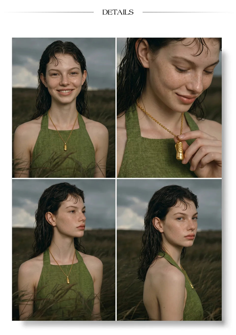 Geometric necklace in gold-plated stainless steel.