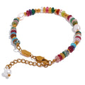 Gold-plated bracelet with pearl and natural stones.