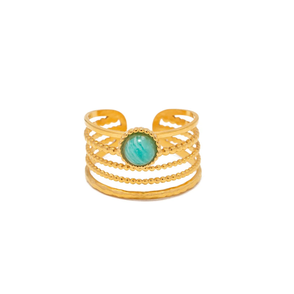 Green Turquoise Malachite Ring — Stainless Steel · PS310