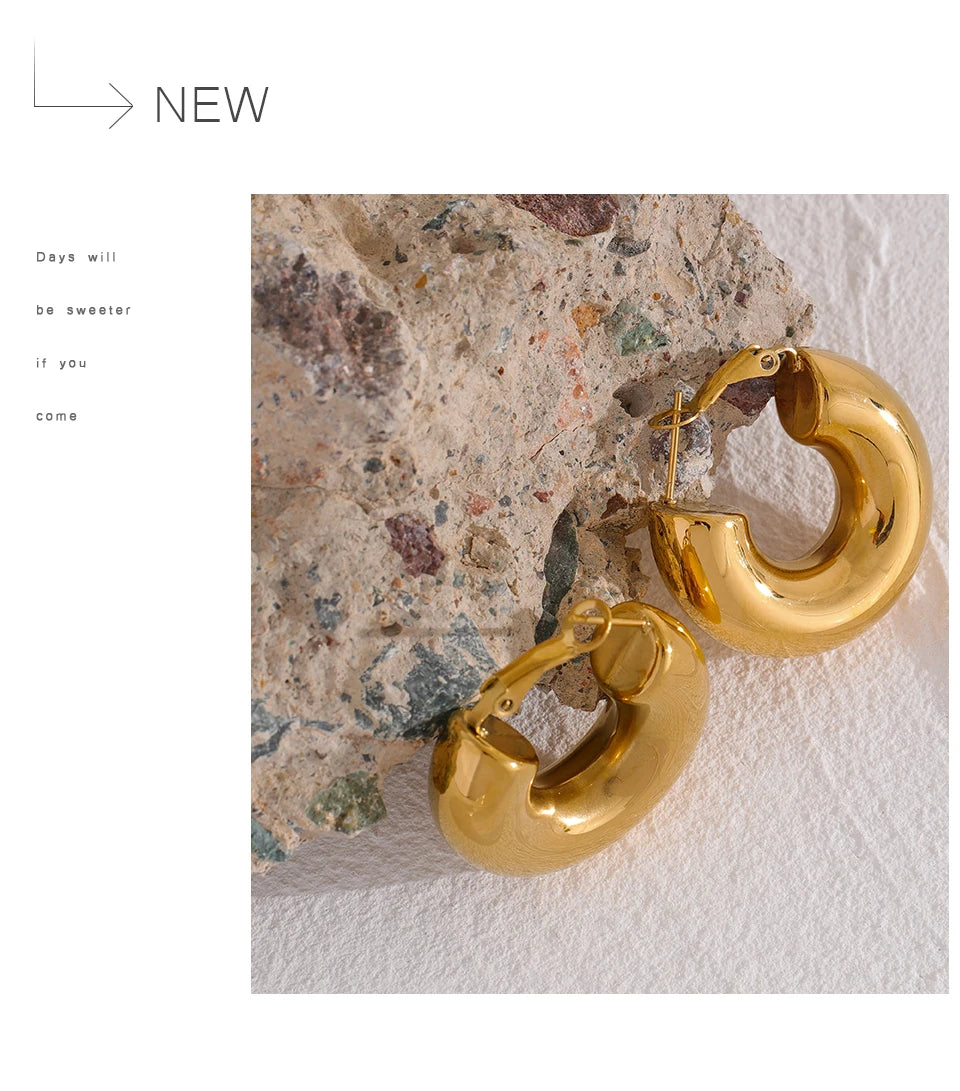 Minimalist geometric earrings in gold-plated stainless steel.